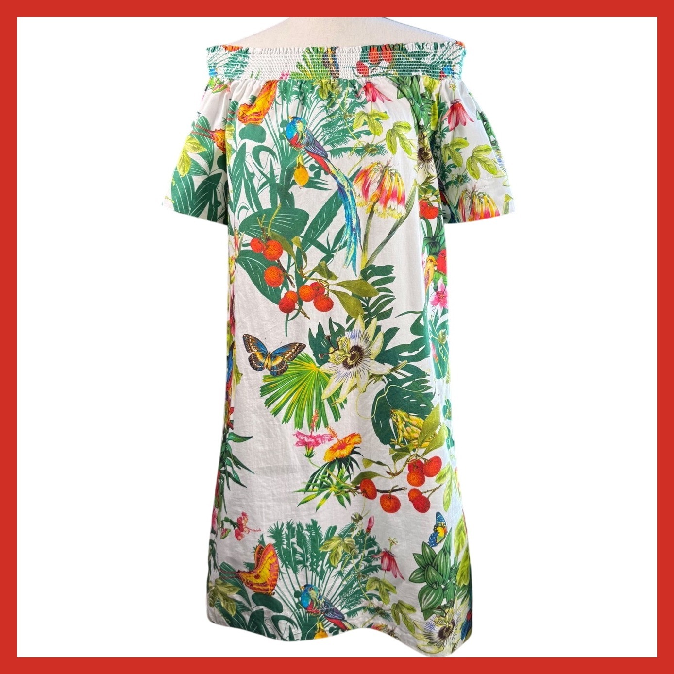 J. Crew Women's Off Shoulder Dress Tropical Floral Print Size 2